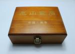 Custom Handmade Lacquered Wooden Box , Brown Color Hinged Lid Wooden Crate Boxes