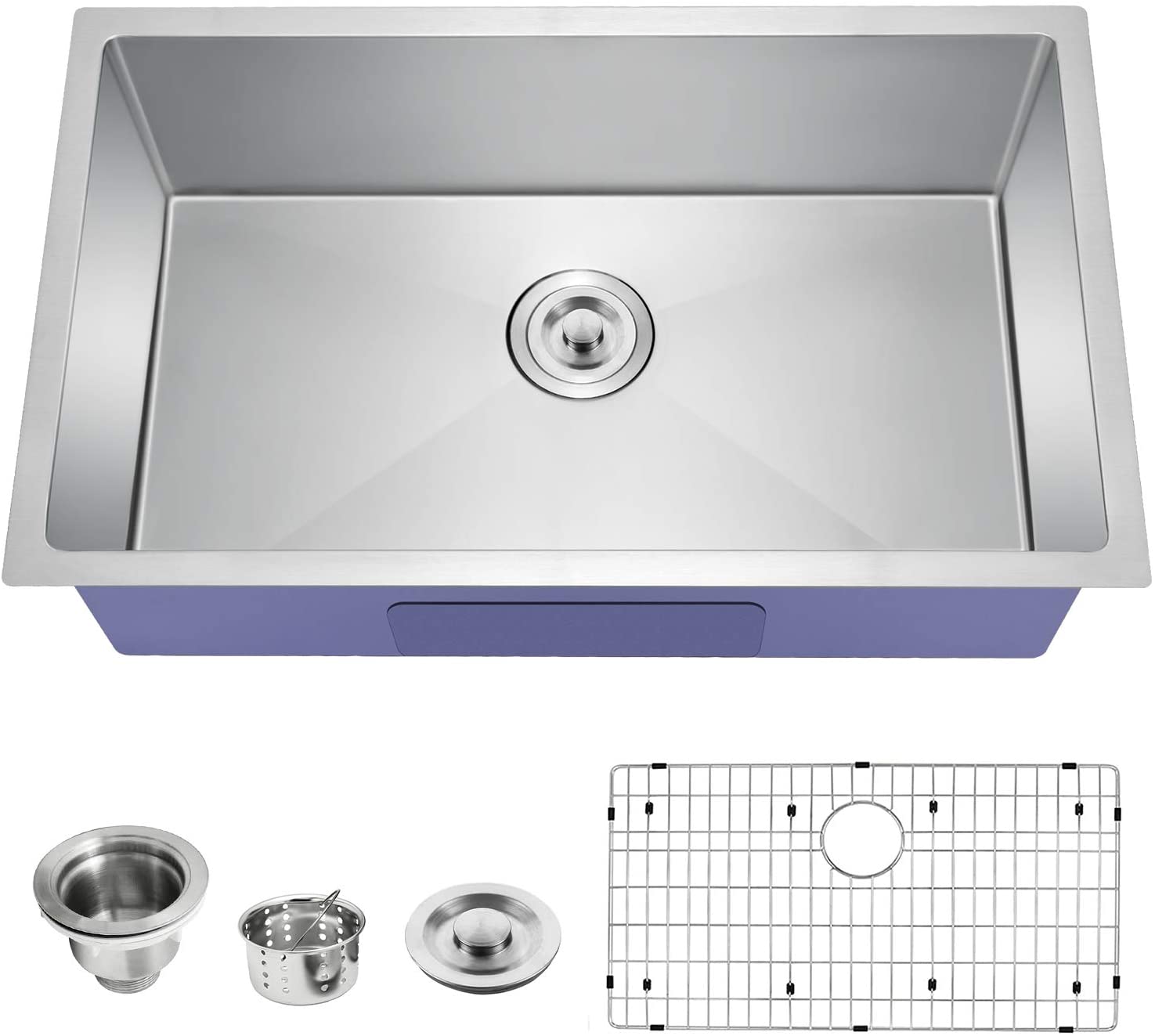 1.5mm Thickness Undermount Kitchen Bar Sink Stainless Steel 1 Bowl With Strainer