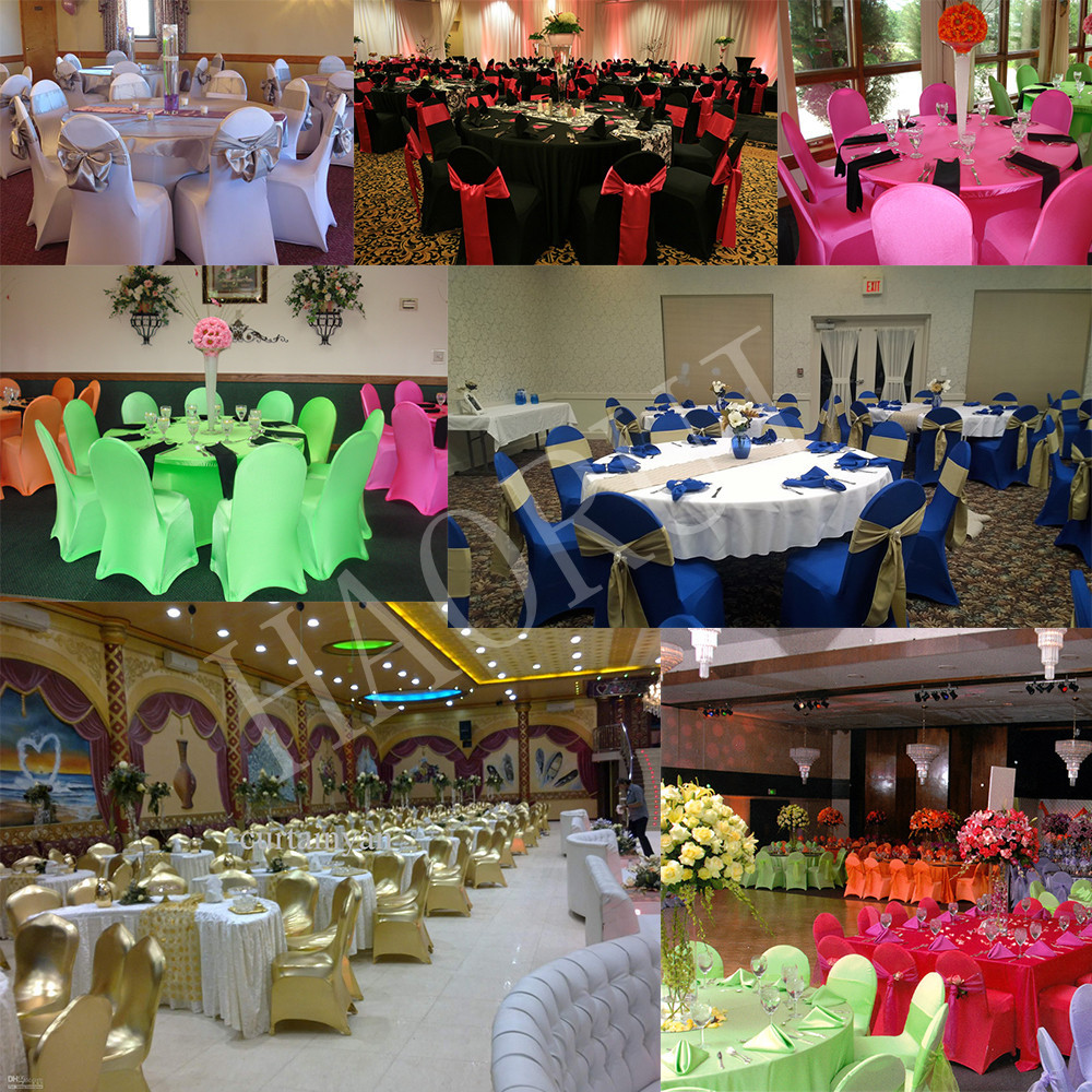2019 Coloured Universal Spandex Lycra Banquet Chair Cover Stretch Elastic for Wedding Party decoration