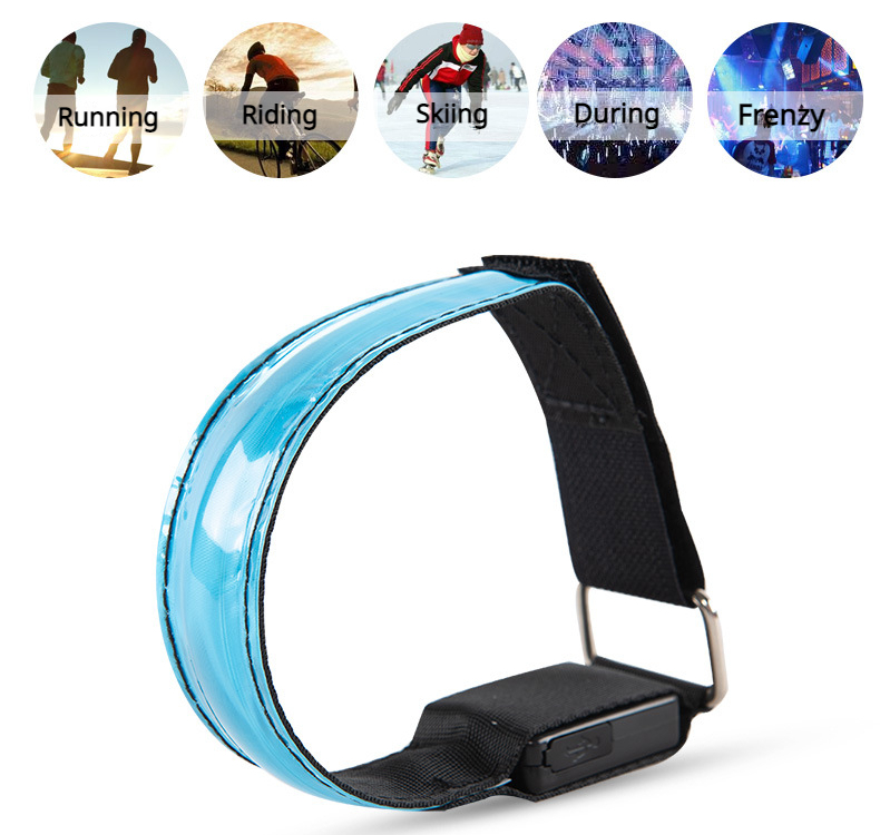 Rechargeable led luminous arm with LED reflective bracelet luminous with fun run outdoor sports running lights