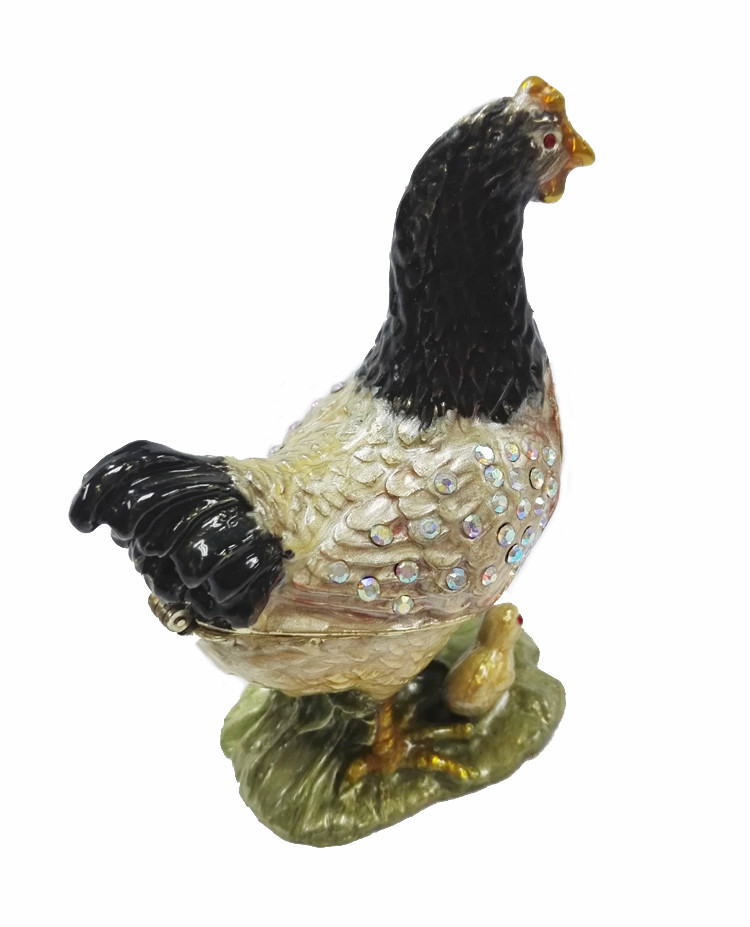 Unique hen jewelry box metal jewelry trinket box hen jewelry box