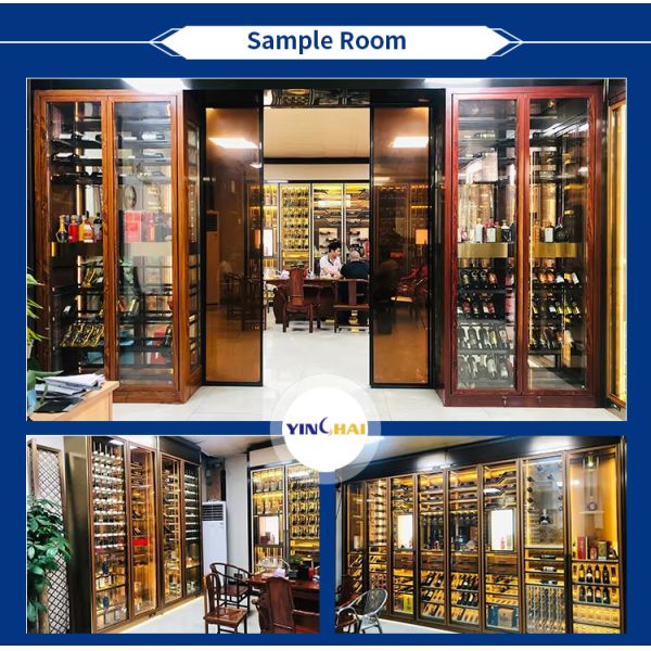 Interior lighting detail of wine cabinet