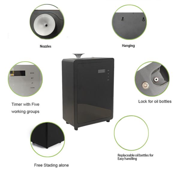 15W Black Metal Aromatherapy Diffuser Fuel Consumption of 2 ml/hour for Personalized Scenting