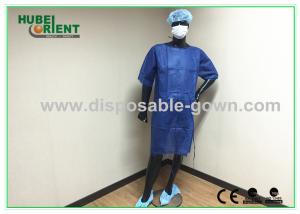 China PP SMS Material Surgical Gown With Ultrasonic Heat Seal White / Blue Color without sleeves on sale