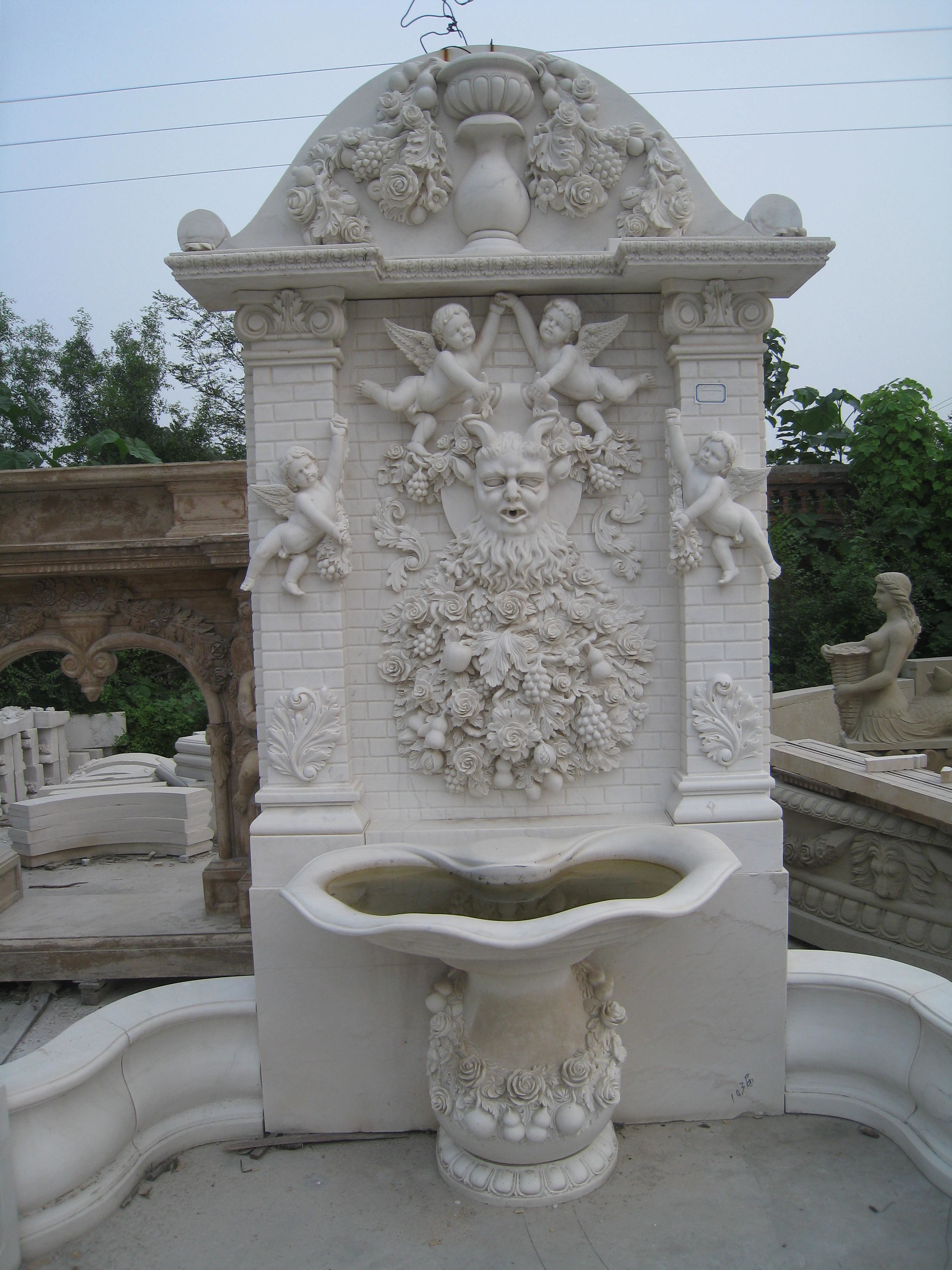 Big Statue Carved Stone Marble Water Pool Fountain Outdoor