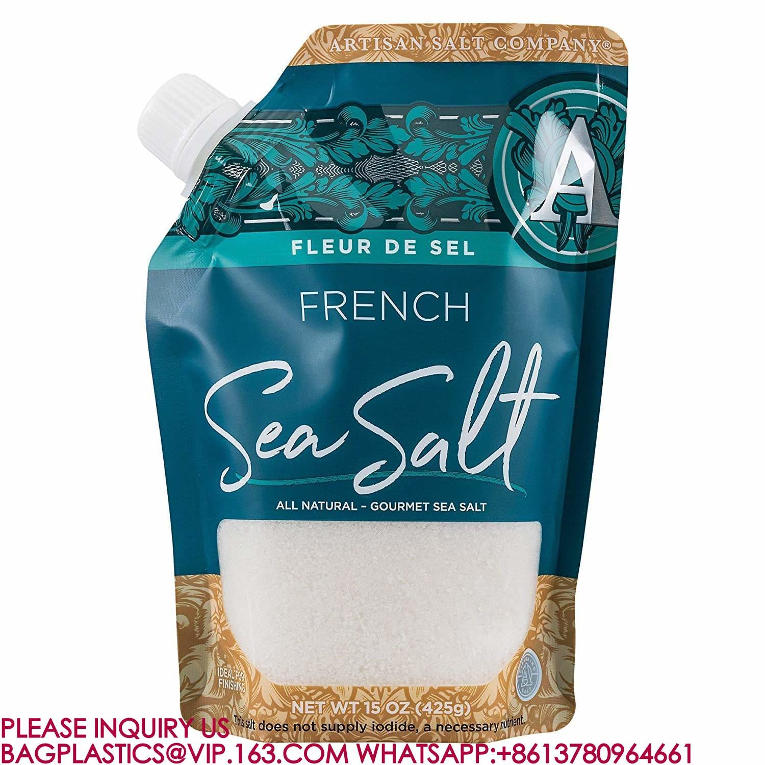 Reusable Clear Flask Bags Power Spice Sea Salt Packaging Cruise Sneak Drink Spout Pouch