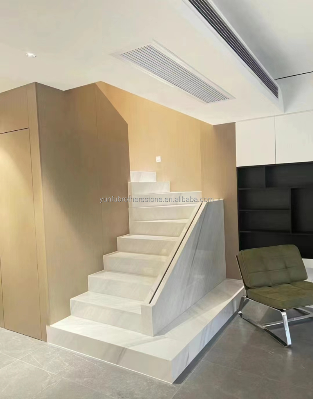Indoor Villa Modern Natural Stone Stairs Design for Polished Straight Steps