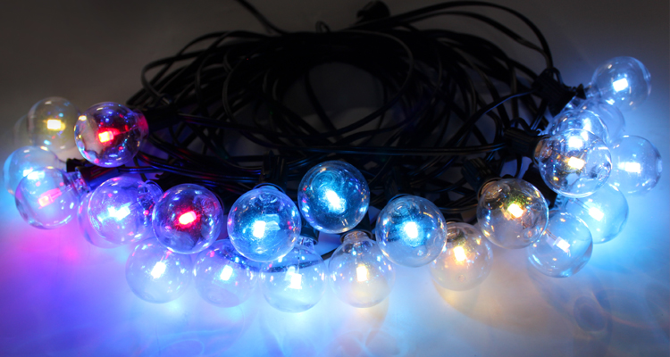 Color Changing Outdoor String Lights RGB LED String Lights G40 Globe Bulbs Dimmable Waterproof String Lights Remote Control