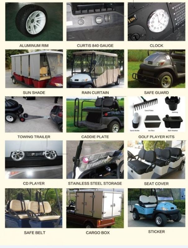 48V Battery DC Motor Electric Golf Carts With Tubular Steel Chassis 2 Person For Golf Course Using