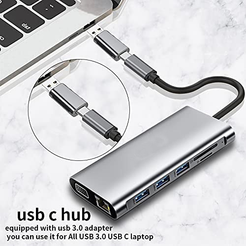 12 In 1 Dual Hdmi Usb C Hub USB C Docking Station Adapter VGA Ethernet 100W PD