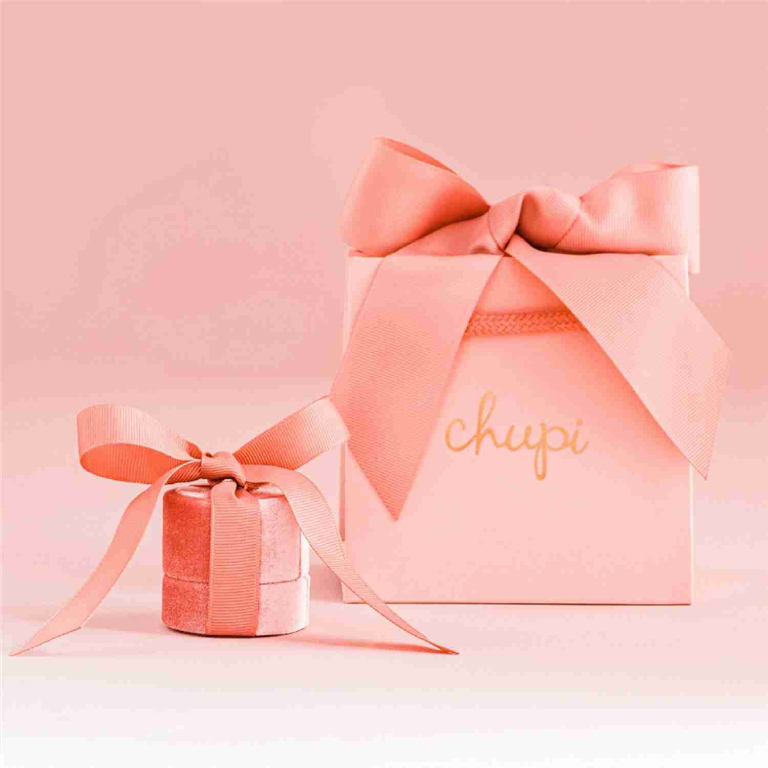 Recycled Small Pink Cardboard Printed Paper Gift Bags Ribbon Handle Bags
