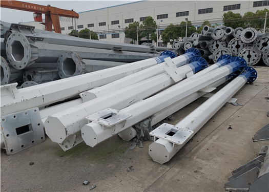 Q235 Q345 Steel Octagonal Conical Power Transmission Poles With Climbing Rung