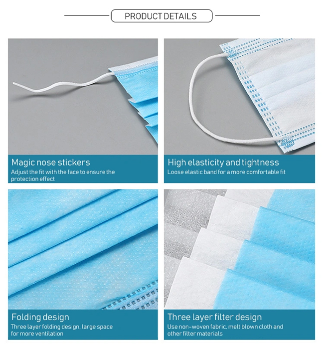 3ply Face Mask Disposable Adjustable Blue Earloop Face Mask