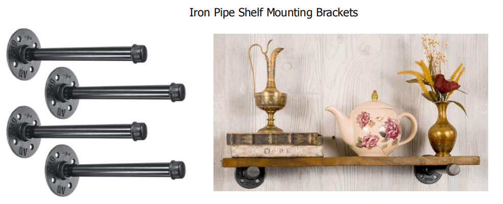 Industrial Rustic Copper Pipe Floating Shelf Bracket for Furniture in White or Custom