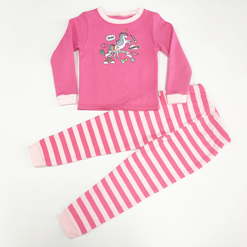 Customized Winter Home Wear Clothes Set Printed Kids Pajamas for Girls