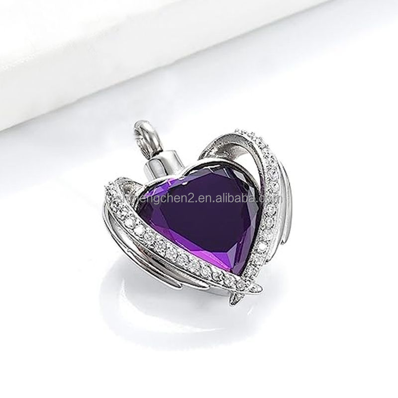 Silver Plated Angel Wing Hug Necklace for Memorial Ash Holder and Funeral Keepsake
