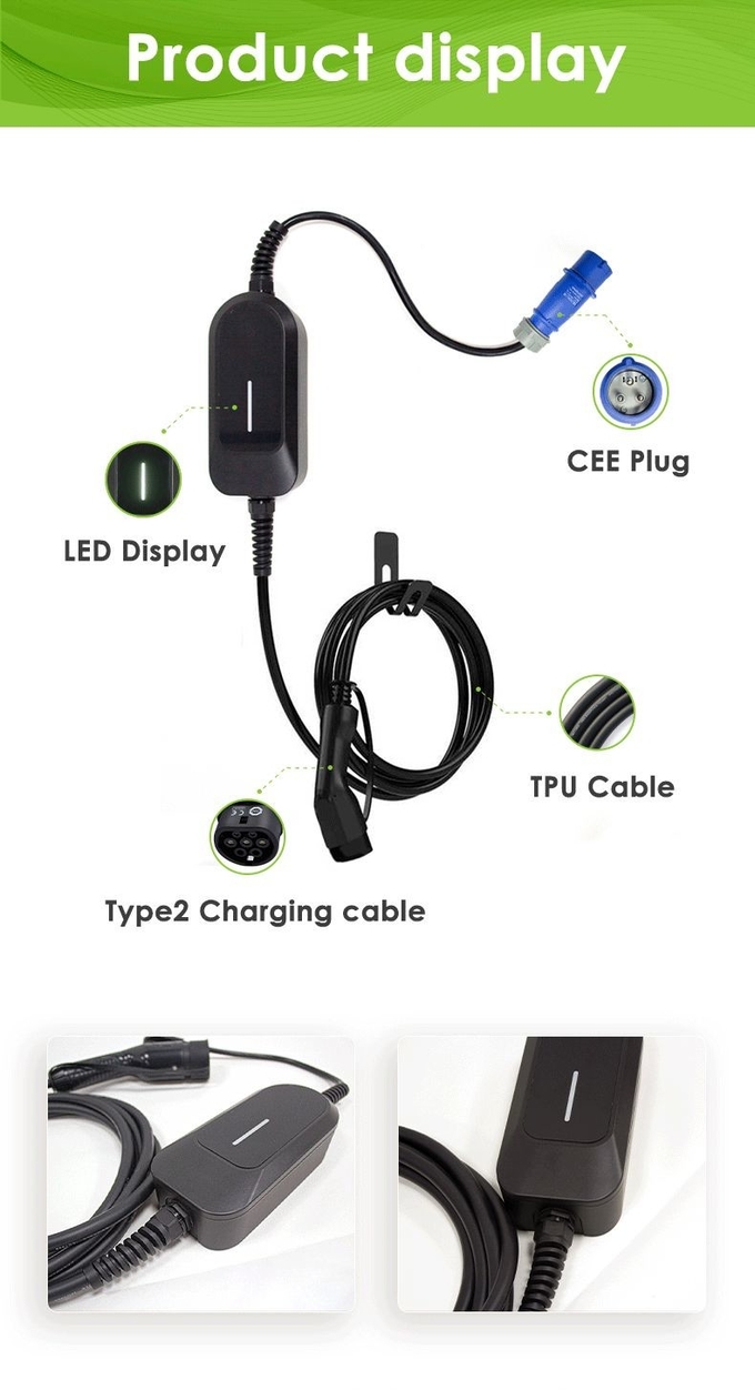 EVCOME Portable Electric Car Charger (220V 7KW MAX 32A Ajutable ) 5M Or Customized Cable With OEM ODM