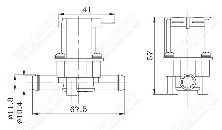 Main Dimension of RO Solenoid Water Valve: