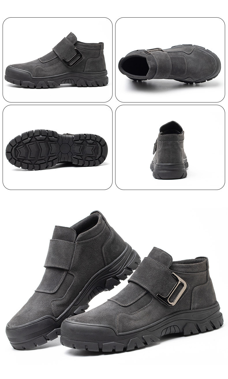 Anti-proof Unisex Suede Work Shoes in Gray Khaki for Industrial Safety