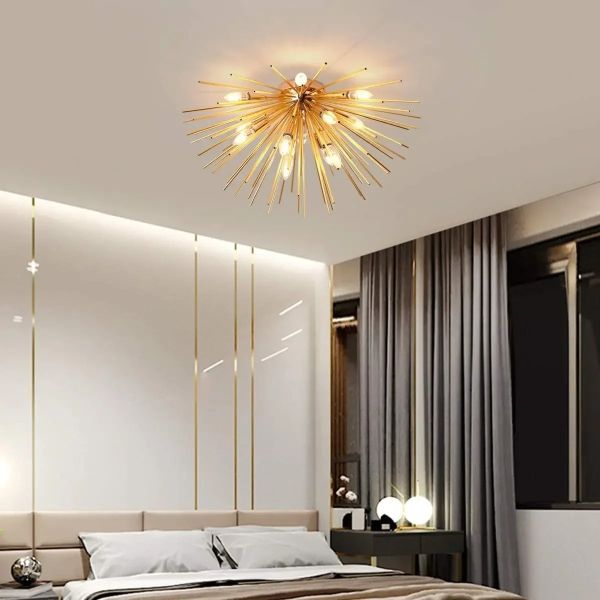 Hedgehog Ball Chandelier American Living Room Dining Room Sunburst Starburst Chandelier （WH-AP-656）