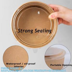 China Kraft Paper Bowls With Lid, 25 Oz Disposable Soup Salad Serving Bowls, To Go Food Container For Party Dessert on sale