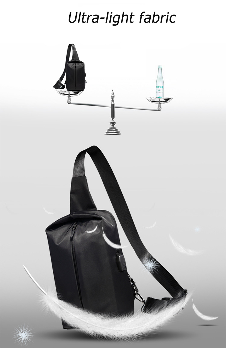 Water Resistant Polyester Lining Anti Theft Chest Sling Bags With USB 5L