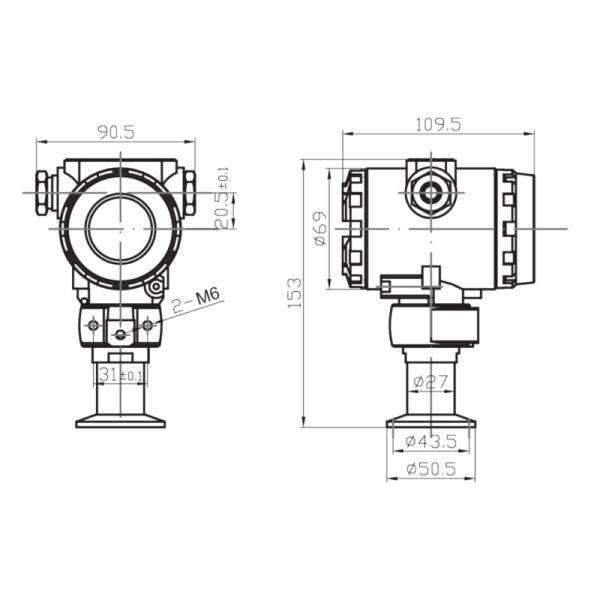 Sanitary Pressure Transducer With LCD Display For Food And Beverage