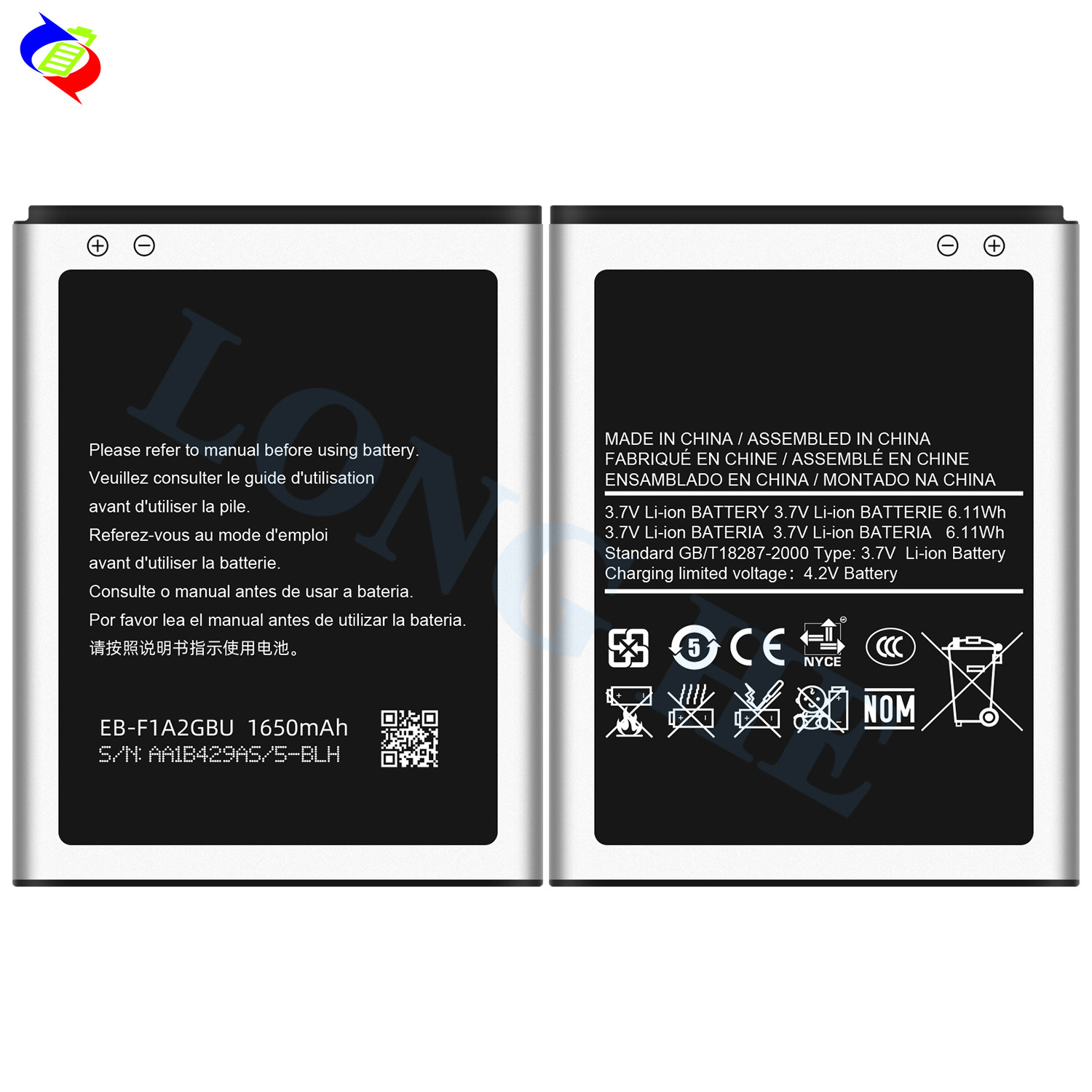 1650mAh EB-F1A2GBU Mobile Phone Battery for samsung S2 I9100 Battery