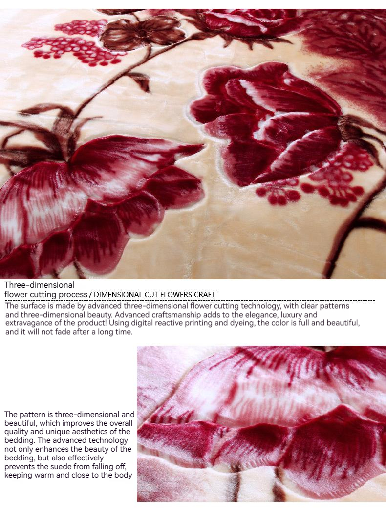 Customized Pattern Luxury 100% Polyester Raschel Mink Blanket with Microfiber Fabric