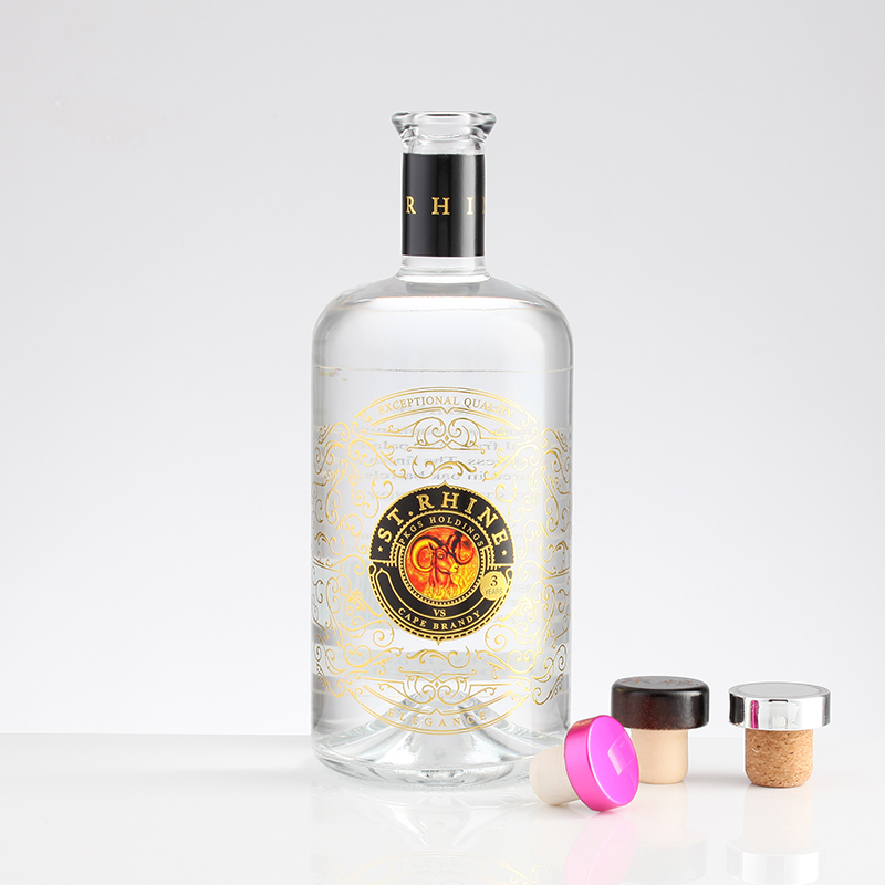 Clear 750ml Glass Liquor Wine Vodka Tequila Gin Bottle with Stopper Custom Flint Glass