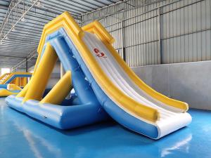 Quality 0.9mm PVC Tarpaulin Giant Inflatable Floating Water Slide With TUV Certificate for sale