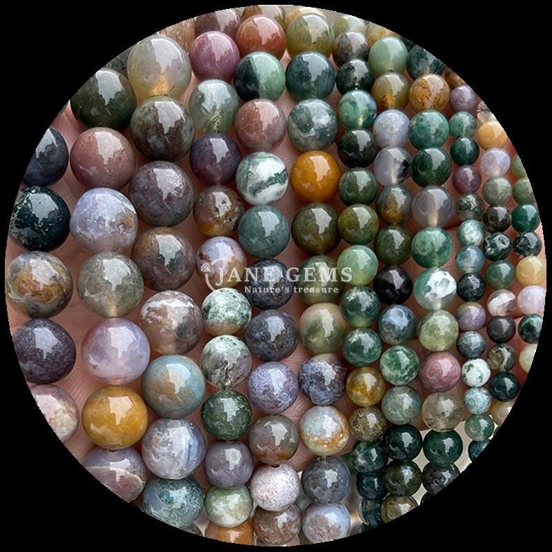 Round Shape Gemstone Beads Assorted Colors Indian Agate Unakite Crystal Healing Stone Loose Bead Strands for Your Jewelry Making Needs