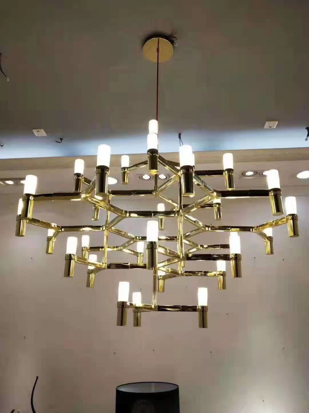 Large LED Chandelier Luxury Living Room Hanging Light