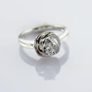 Quality Sterling Silver Engagement Ring with Clear Cubic Zirconia(F69) for sale