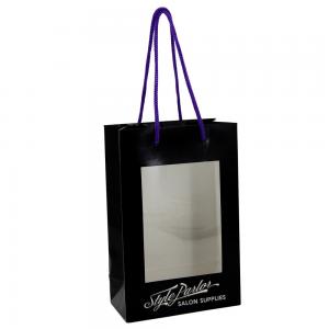 Quality Printed Black Paper Shopping Bags Gift Window Packaging Bags With Handles Wholesale for sale