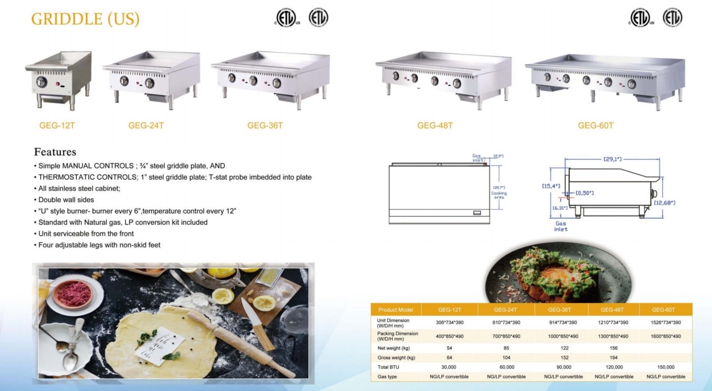 Electric Stainless Steel Restaurant Commercial Countertop Griddle Anti Corrosion
