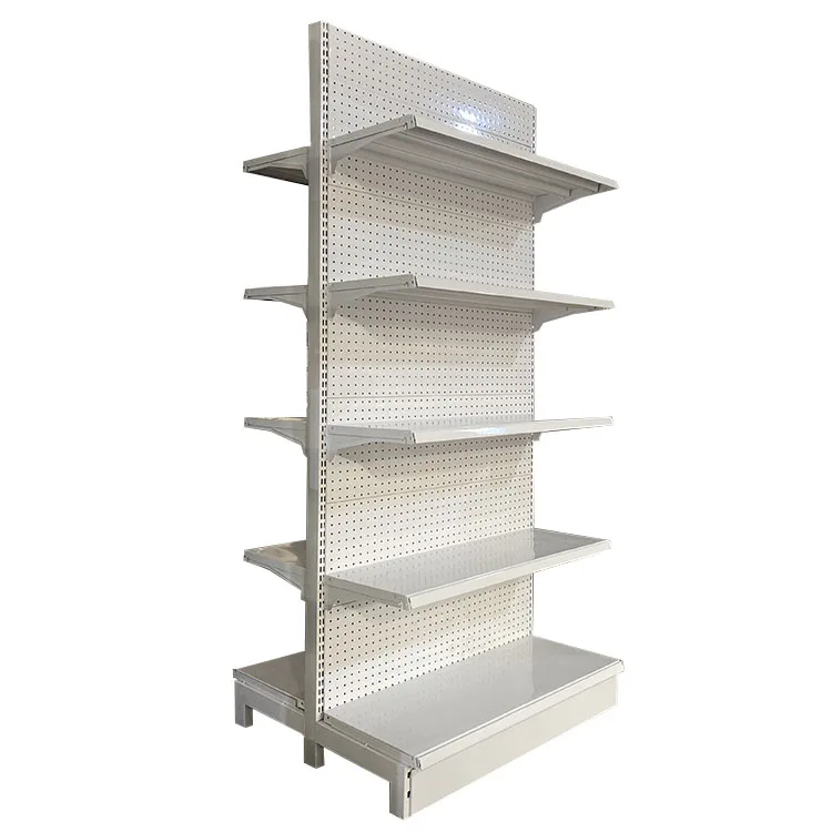 Factory Custom Size Color logo single side white supermarket market gondola retail store rack shelf