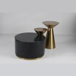 Luxury Golden Stainless Steel Round Coffee Table UnFolded