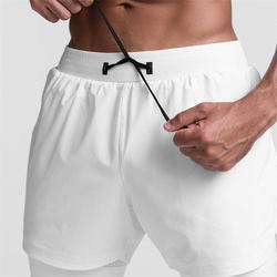 Wholesale Custom Mesh Sweat Compression 2 in 1 Print Designer Nylon Fitness Boxer Gym Workout Sports Cargo Running Men&prime;s Shorts