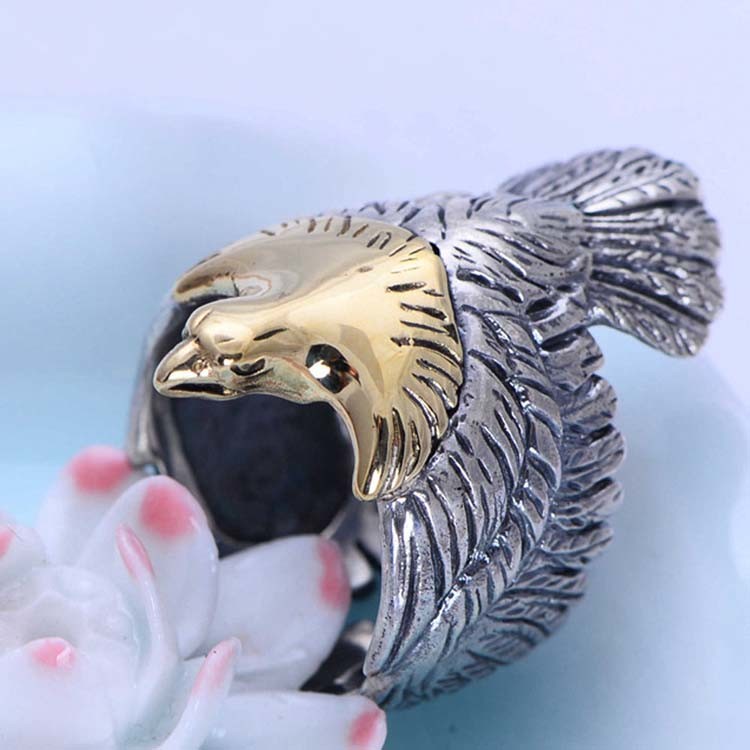 Mens Fashion Jewelry Sterling Silver Eagle Sculpture Skyhawk Ring (XH042519W)