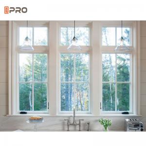 Quality AS2047 Aluminum Casement Windows Wooden Grain Glass Sliding Window for sale
