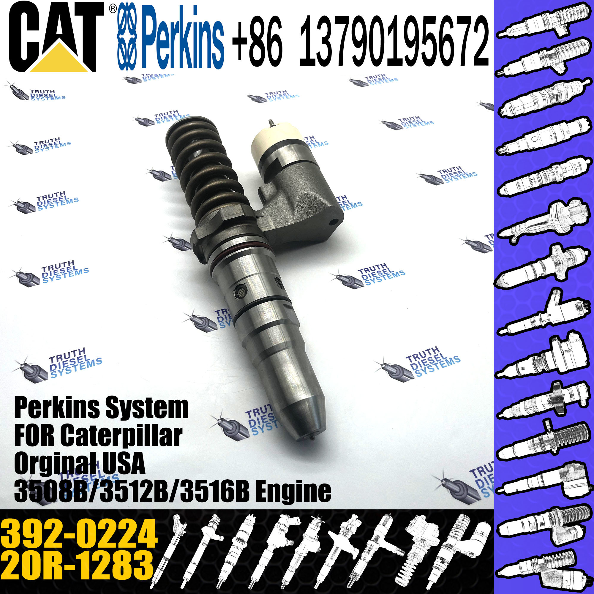 Huida fuel injector 376-0509 386-1752 386-1776 20R-1283 392-0224 with genuine packing