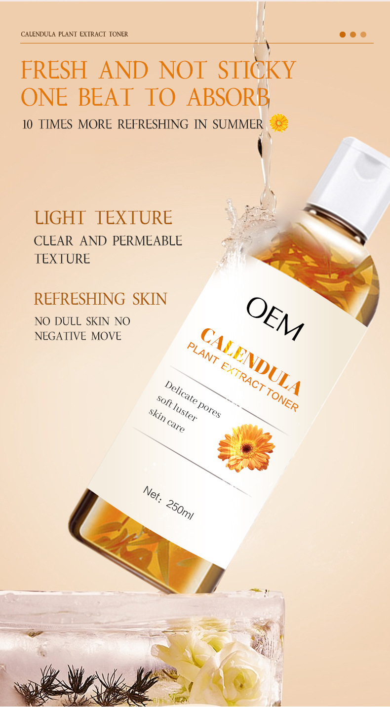 100% Pure Organic Water Hydrating Face Mist Brightening Moisturizing Petal Calendula Face Toner