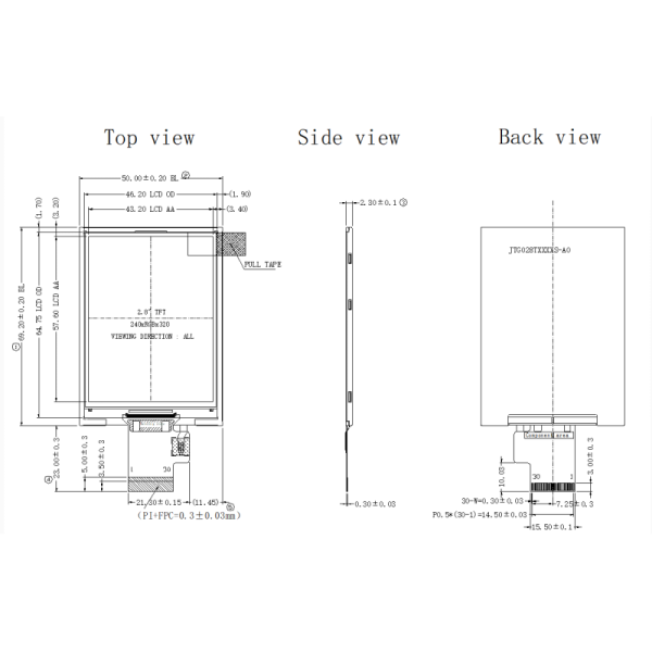 240x320 Resolution 2.8 Inch TFT LCD Display IPS Full Viewing Angle For Two Wheeler
