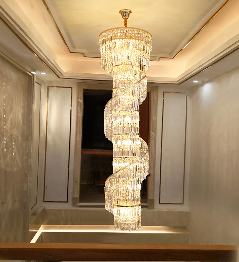 Luxury crystal chandelier duplex building hollow living room lamp large chandelier(WH-NC-91)