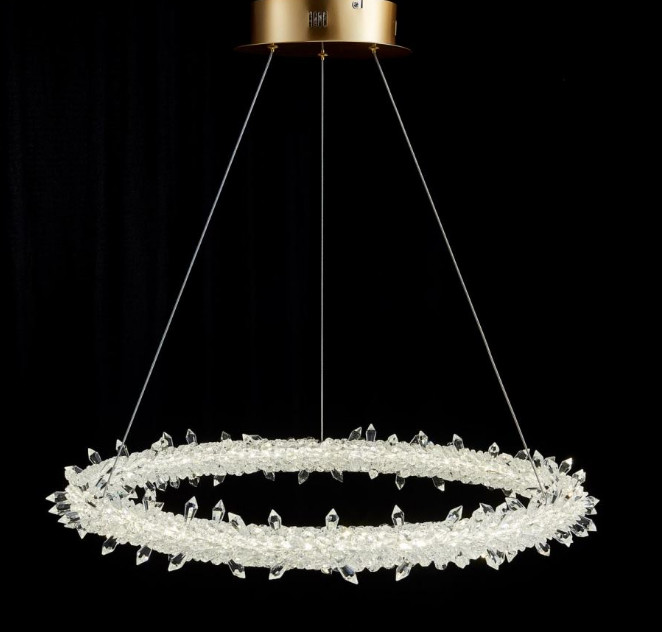 Modern Style Hanging Lighting Luxury Circle Rings Pendant Light Ceiling LED Crystal Chandelier