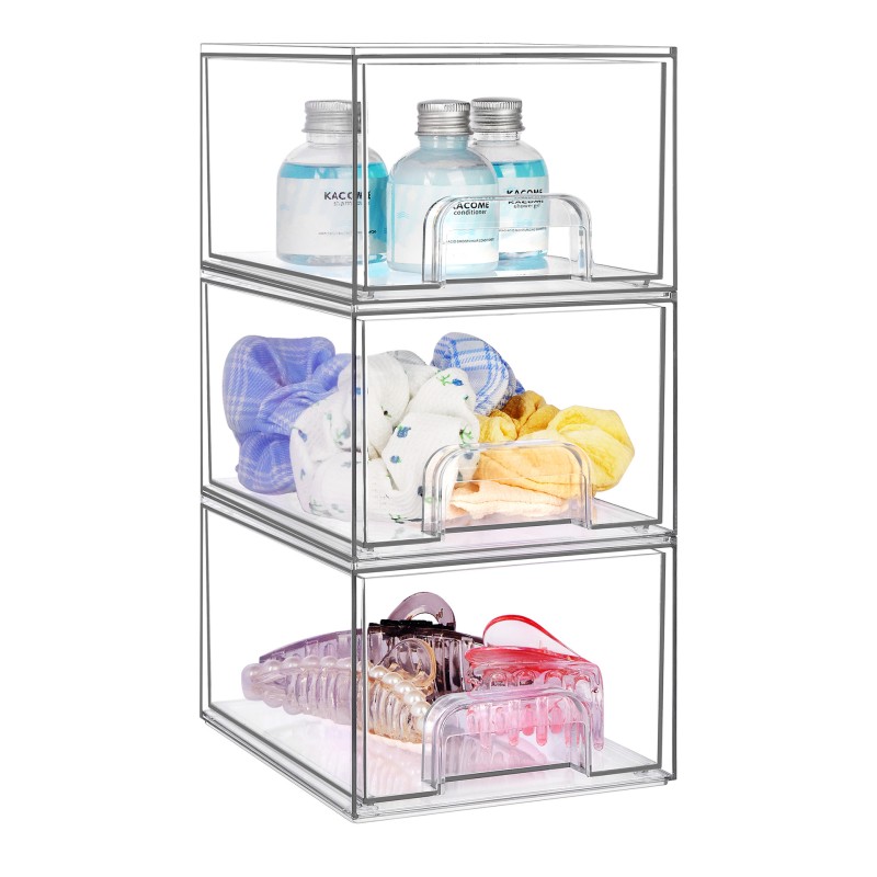 Hot Selling Transparent PET Pull Out Solid Cosmetic Organizer Stackable Cosmetic Lipstick Storage Box