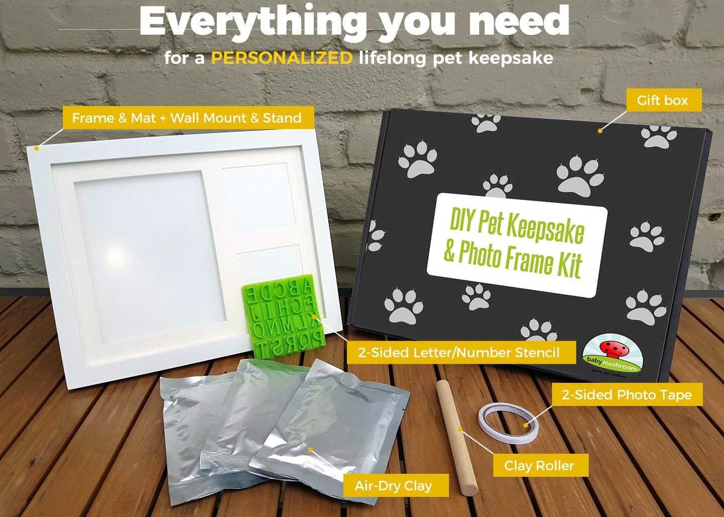 Customized Pet Keepsake Frame Print Imprint Kit For Memories Dog / Cat Paw Print Pet Paw