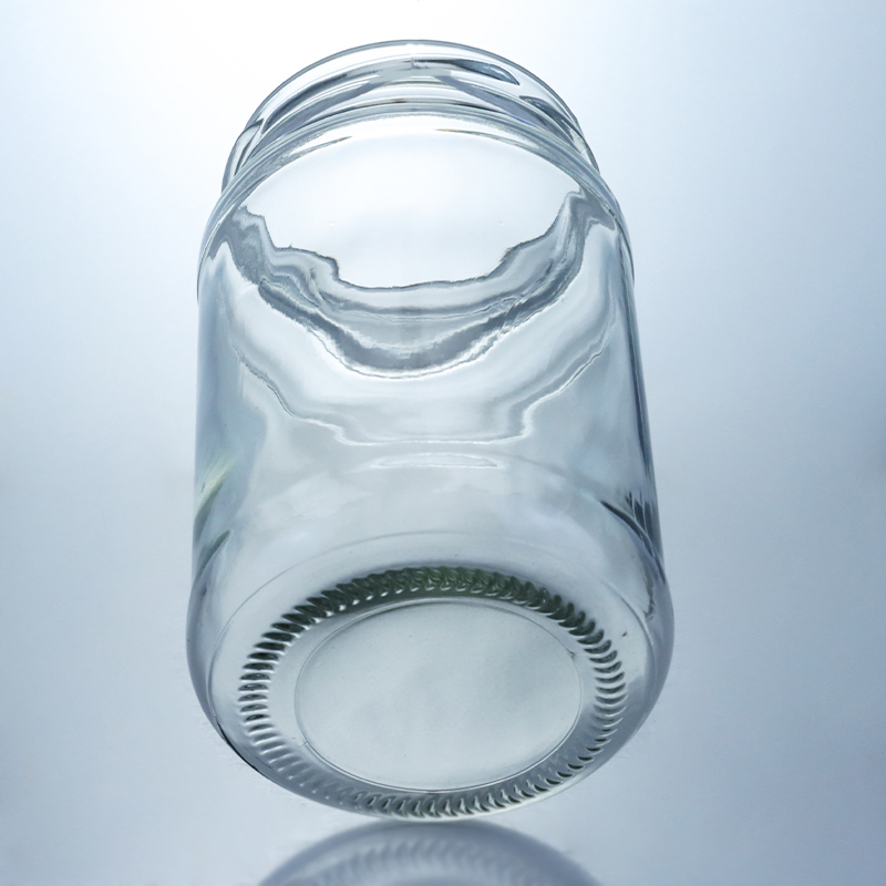 Customized 500ml Wide Mouth Round Glass Honey Jar with Metal Cap and Glass Base Material