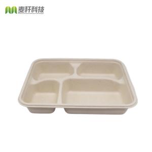 Quality Disposable Biodegradable Sugarcane Bagasse Takeaway Lunch Food Tray with Lid for sale
